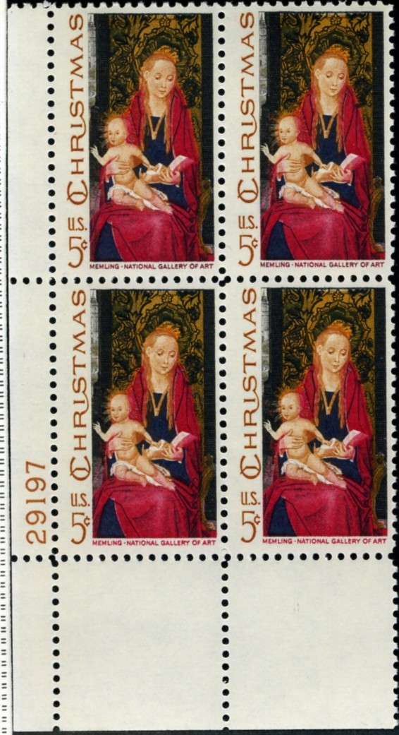Scott 1336 5 Cent Stamp Christmas Madonna and Child Plate Block