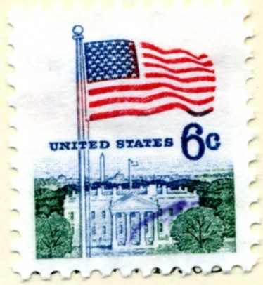Scott 1338D 6 Cent Stamp Flag and White House perforated 11 x 10 1/2