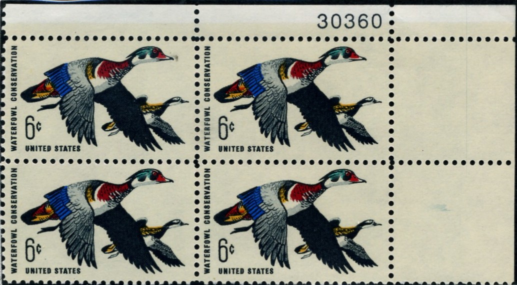 Scott 1362 6 Cent Stamp Waterfowl Conservation Plate Block