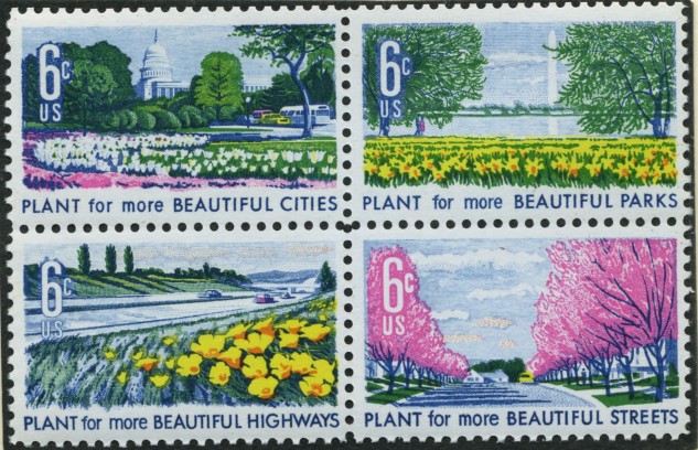 Scott 1365 to 1368 6 Cent Stamps Beautification Block