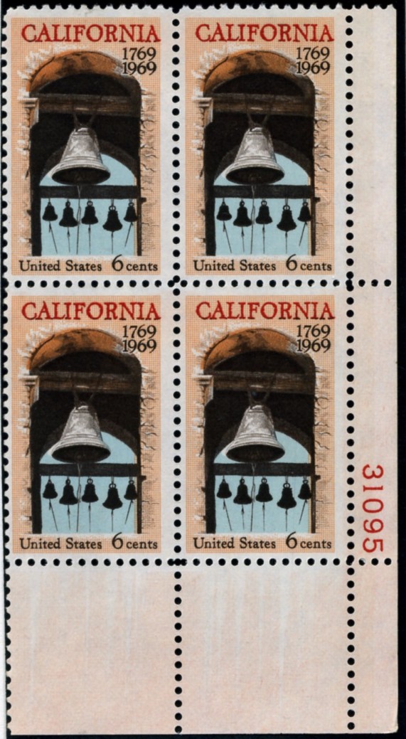 Scott 1373 6 Cent Stamp Settlement of California Plate Block