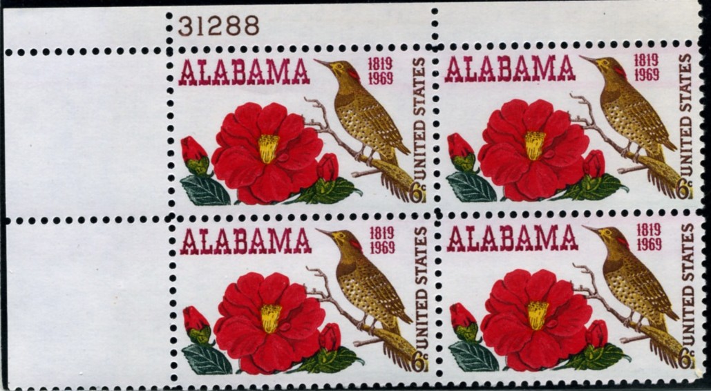 Scott 1375 6 Cent Stamp Alabama Statehood Plate Block