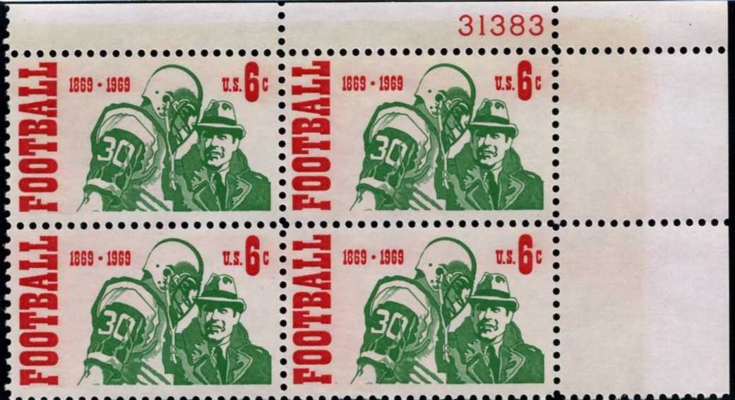 Scott 1382 6 Cent Stamp Intercollegiate Football Plate Block