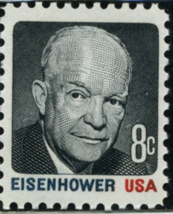 Scott 1394 8 Cent Stamp Dwight D Eisenhower red, black, and blue