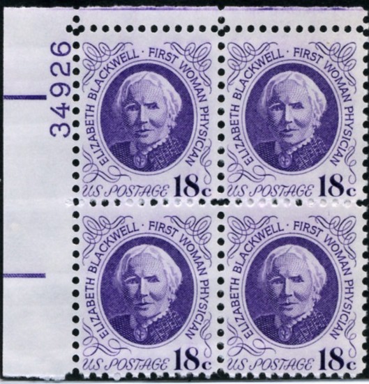 Scott 1399 18 Cent Stamp Elizabeth Blackwell Plate Block