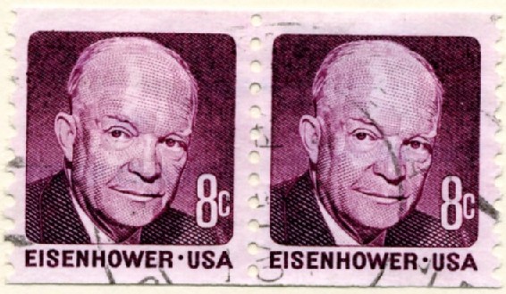 Scott 1402 8 Cent Stamp Dwight D. Eisenhower Coil Stamp Pair a