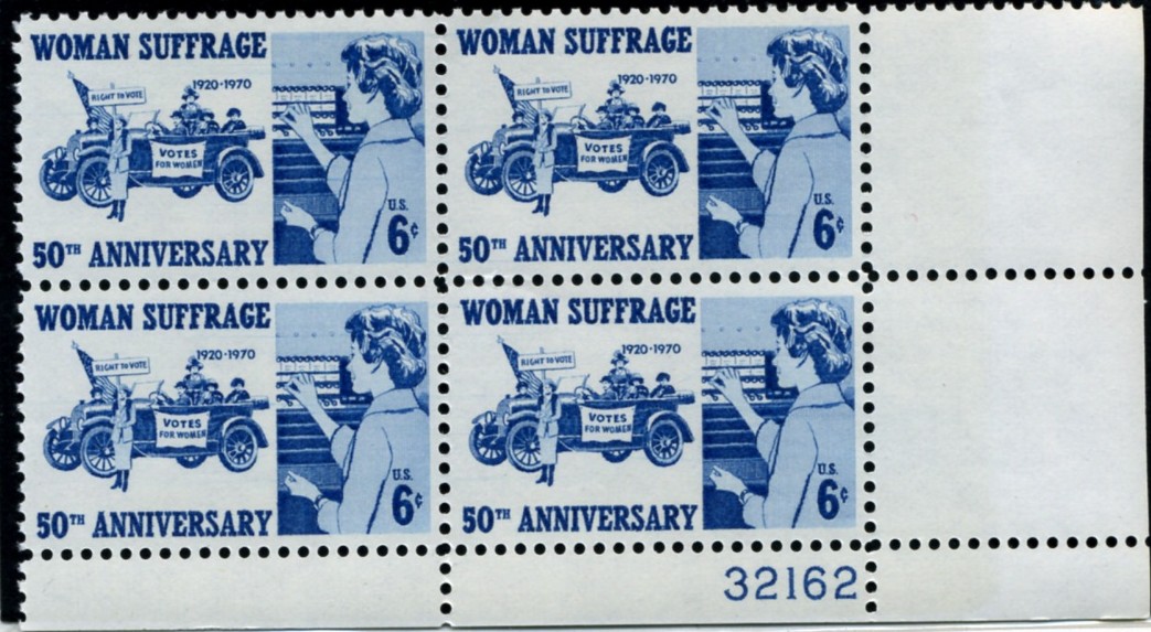 Scott 1406 6 Cent Stamp Women's Suffrage Plate Block
