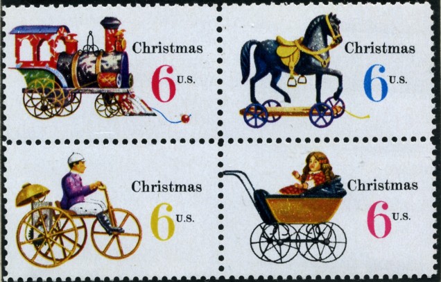 Scott 1415 to 1418 6 Cent Stamps Christmas Toys