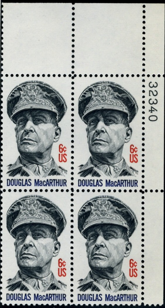 Scott 1424 6 Cent Stamp Douglas McArthur Plate Block