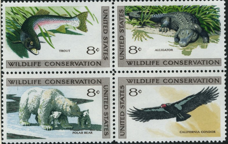 Scott 1427 to 1430 Four 8 Cent Wildlife Conservation Stamps