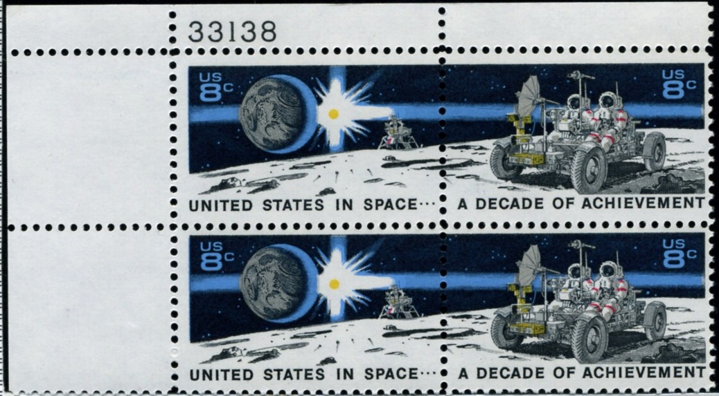 Scott 1434 to 1435 8 Cent Stamps Moon Mission Plate Block