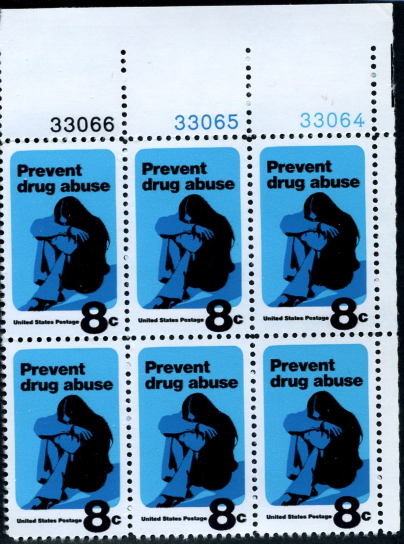 Scott 1438 8 Cent Stamp Prevent Drug Abuse Plate Block