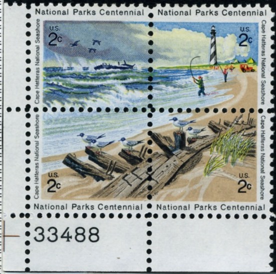 Scott 1448 to 1451 8 Cent Stamps Cape Hatteras Centennial Plate Block