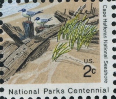 Scott 1451 2 Cent Stamp Cape Hatteras Shorebirds and Dunes