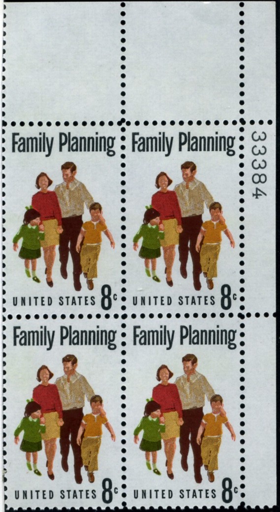 Scott 1455 8 Cent Stamp Family Planning Plate Block