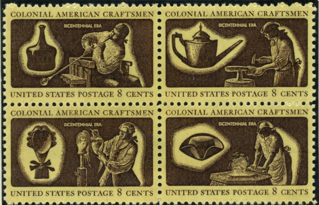 Scott 1456 to 1459 8 Cent Stamps Colonial American Craftsmen