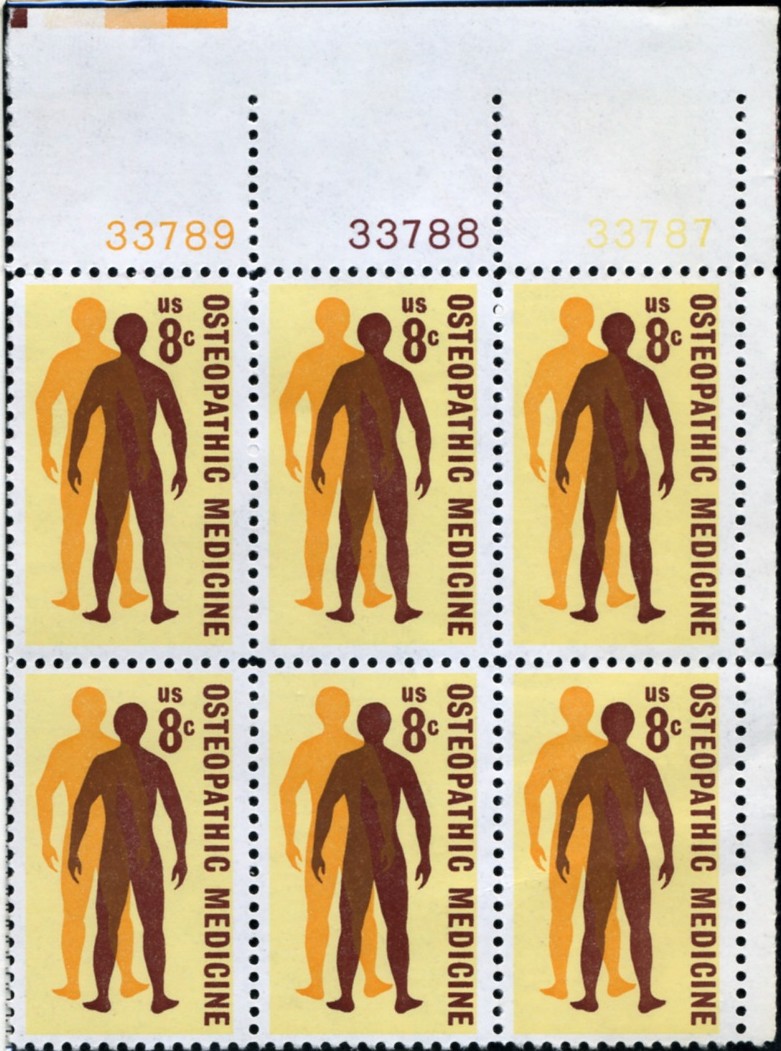 Scott 1469 8 Cent Stamp Osteopathic Medicine Plate Block
