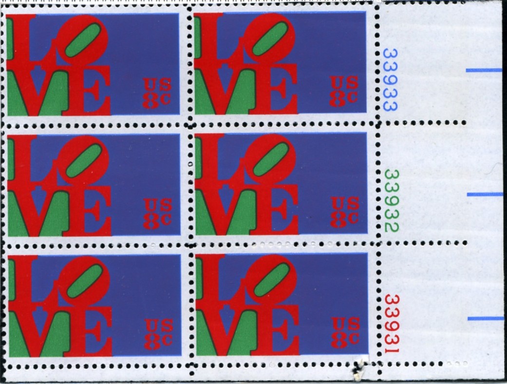 Scott 1475 8 Cent Stamp Love Plate Block
