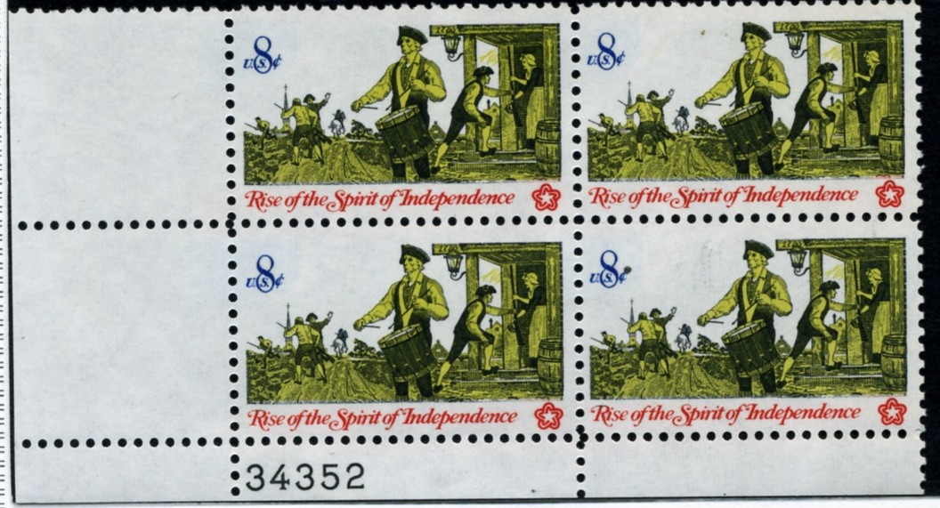 Scott 1479 8 Cent Stamp Spirit of Independence Drummer Plate Block