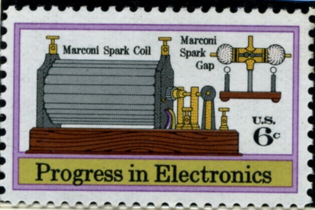 Scott 1500 6 Cent Stamp Marconi Spark Coil and Spark Gap