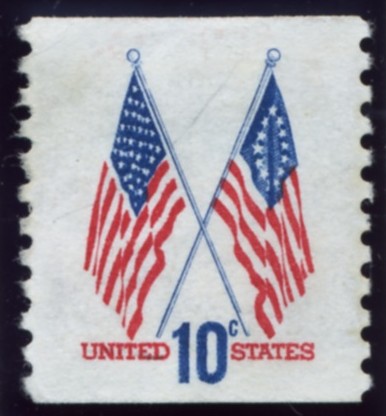 Scott 1519 10 Cent Stamp Crossed Flags Coil Stamp