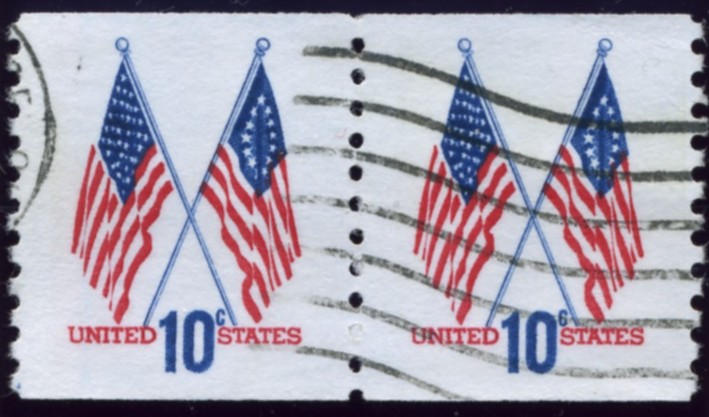 Scott 1519 10 Cent Stamp Crossed Flags Coil Stamp Pair