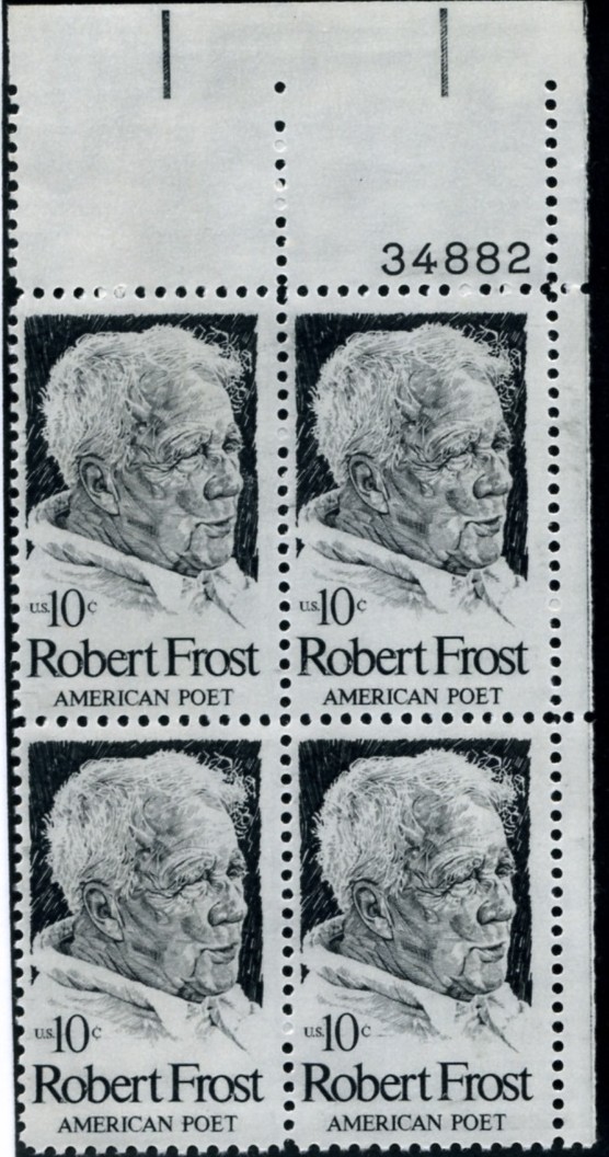Scott 1526 10 Cent Stamp Robert Frost Plate Block