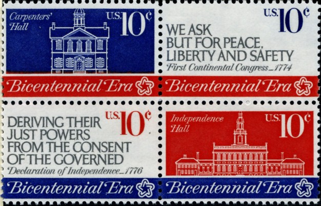 Scott 1543 to 1546 10 Cent Stamp Bicentennial Era Block