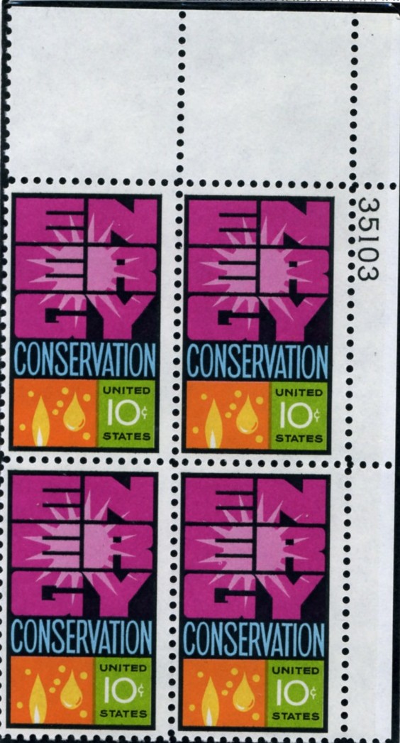 Scott 1547 10 Cent Stamp Energy Conservation Plate Block
