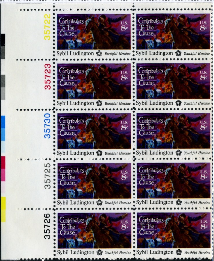 Scott 1559 8 Cent Stamp Sybil Ludington Plate Block