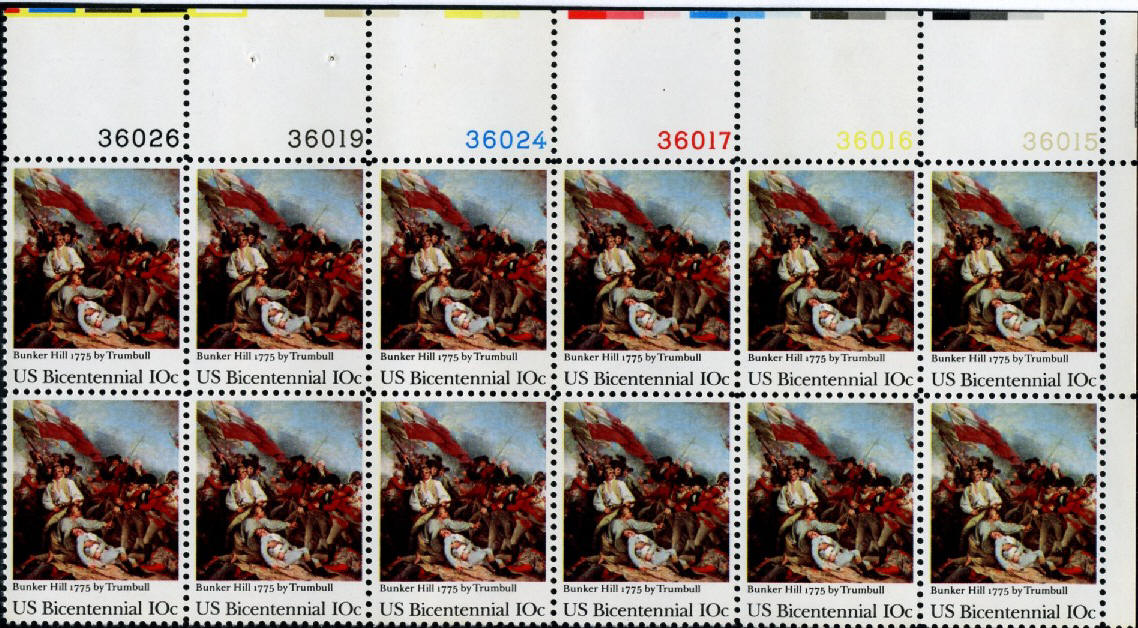 Scott 1564 10 Cent Stamp Battle of Bunker Hill Plate Block