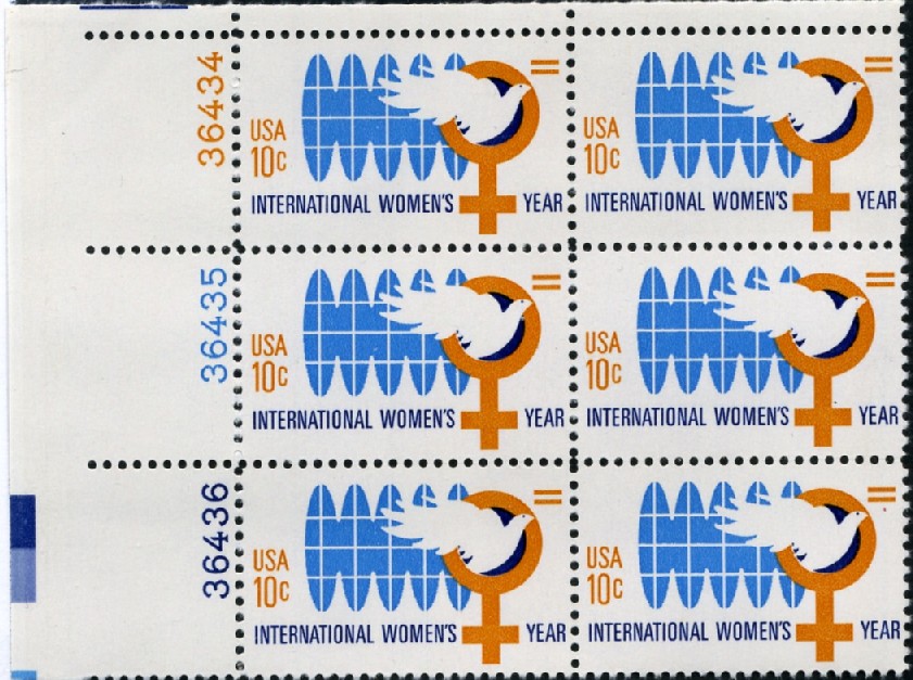 Scott 1571 10 Cent Stamp International Women's Year Plate Block