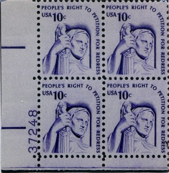 Scott 1592 10 Cent Stamp Justice Plate Block