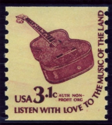 Scott 1613 3.1 Cent Nonprofit Organization Coil Stamp Guitar
