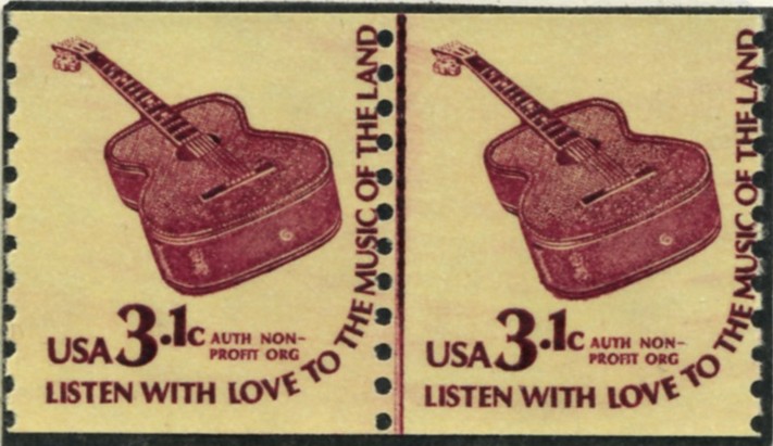 Scott 1613 3.1 Cent Nonprofit Organization Coil Stamp Guitar Pair