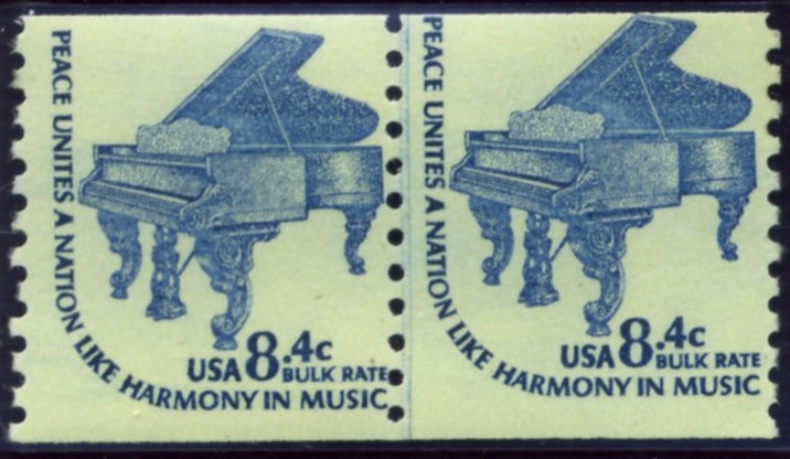 Scott 1615C 8.4 Cent Bulk Rate Coil Stamp Piano Pair
