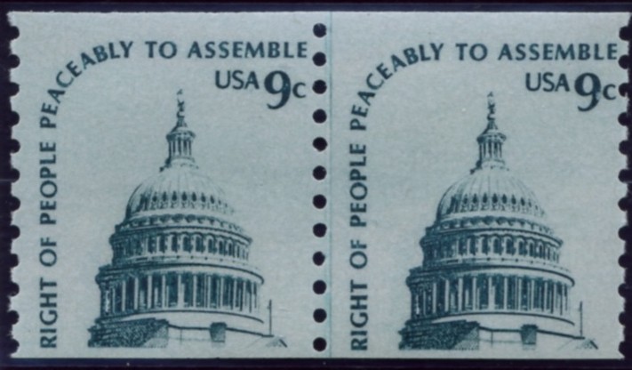 Scott 1616 9 Cent Coil Stamp Capitol Dome Pair
