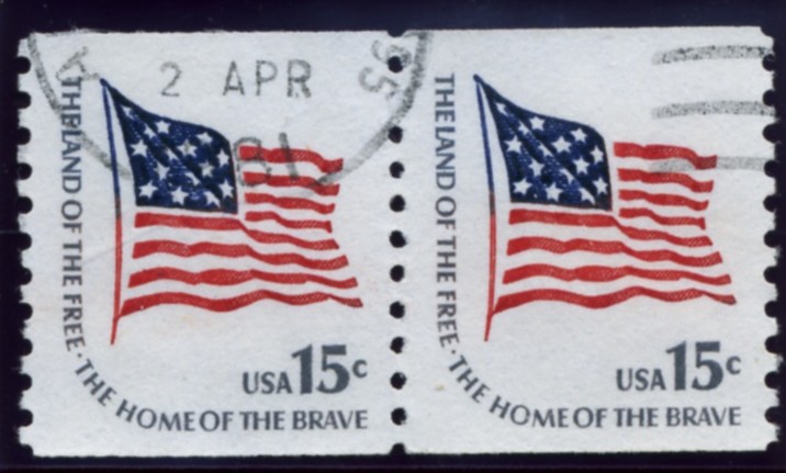 Scott 1618C 15 Cent Coil Stamp Stars And Stripes Pair