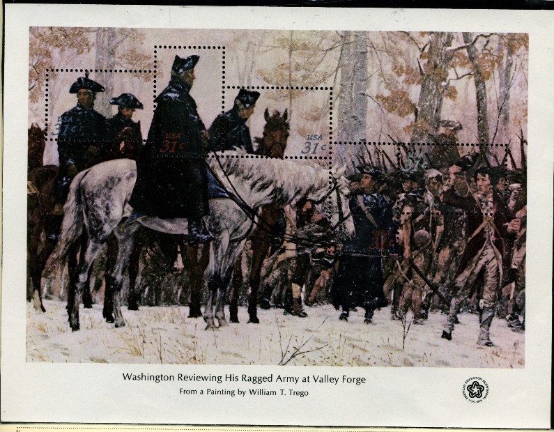 Scott 1689 13 Cent Stamp Washington at Valley Forge Souvenir Sheet