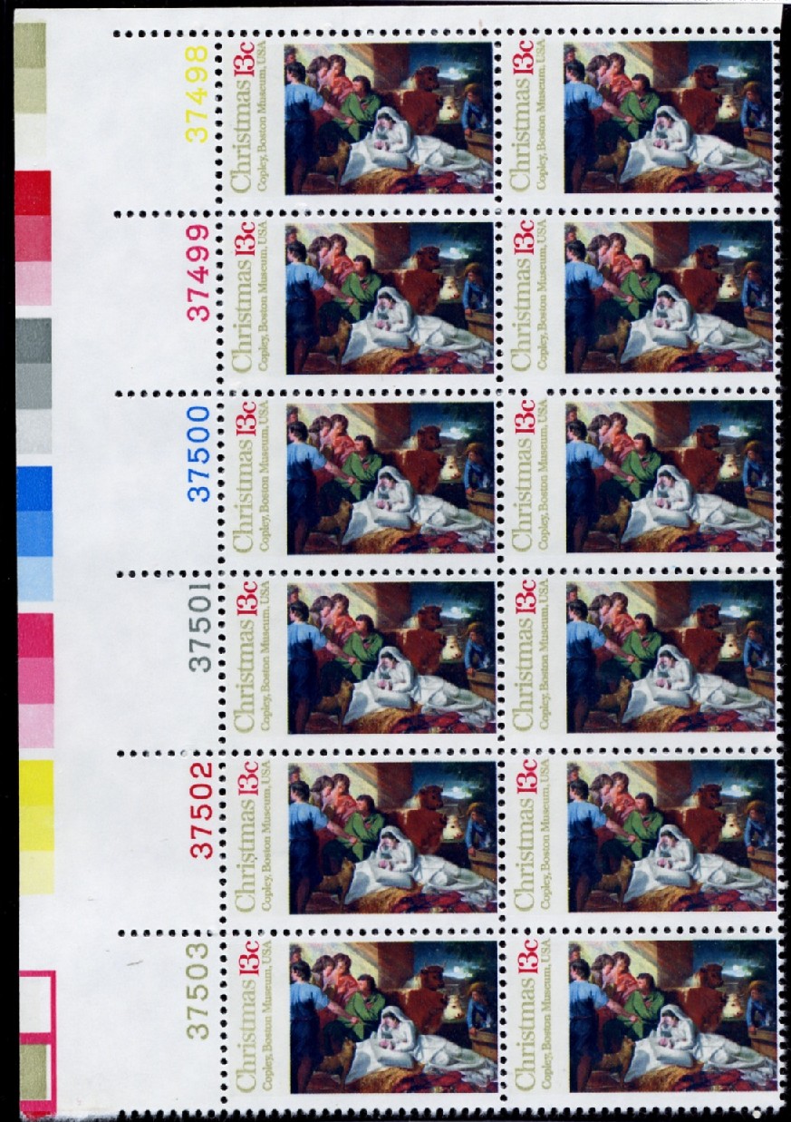 Scott 1701 13 Cent Stamp Christmas Manger Scene Plate Block