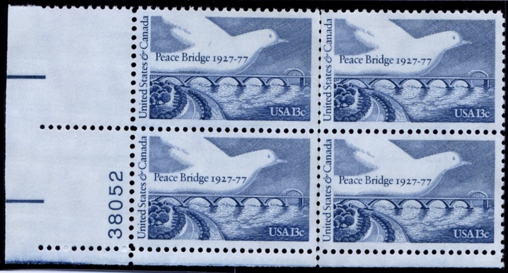 Scott 1721 13 Cent Stamp Peace Bridge Plate Block