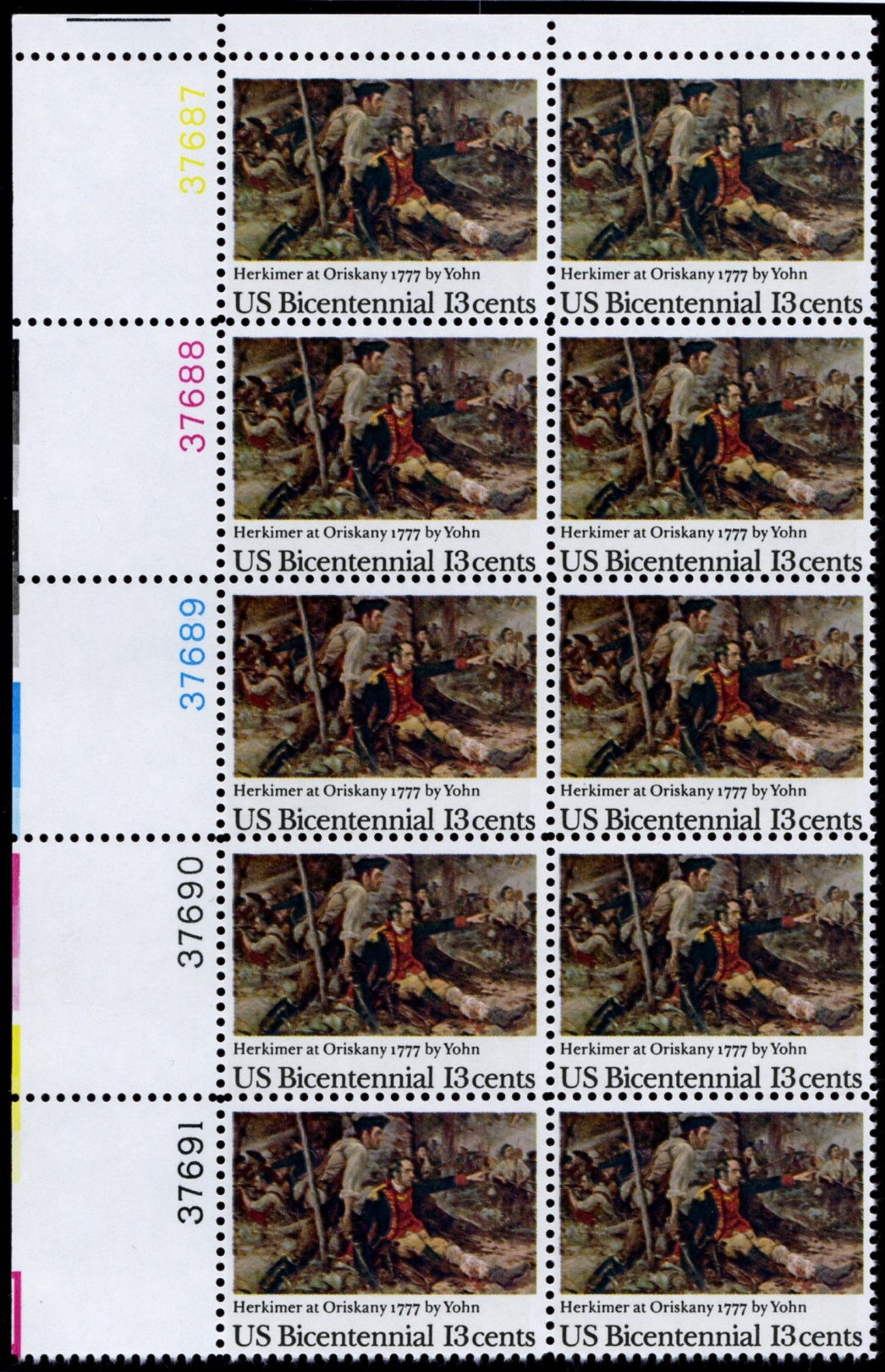 Scott 1722 13 Cent Stamp Herkimer at Oriskany Plate Block