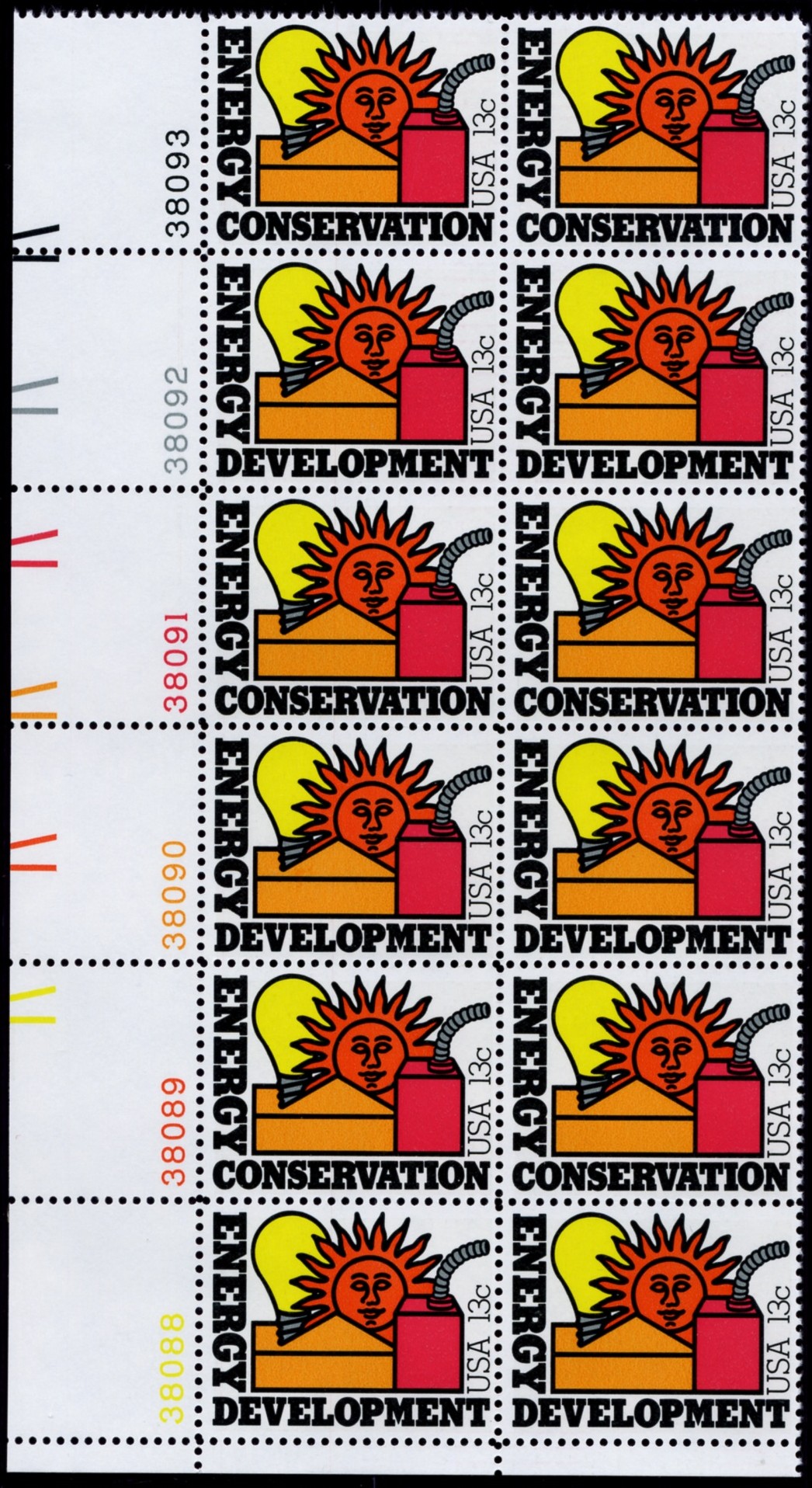 Scott 1723 and 1724 13 Cent Stamps Energy Conservation and Development Plate Block