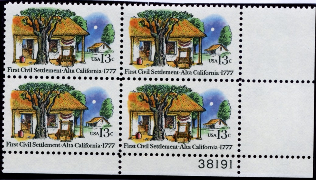 Scott 1725 13 Cent Stamp Alta California Plate Block