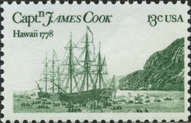 Scott 1733 13 Cent Stamp Captain James Cook in Hawaii