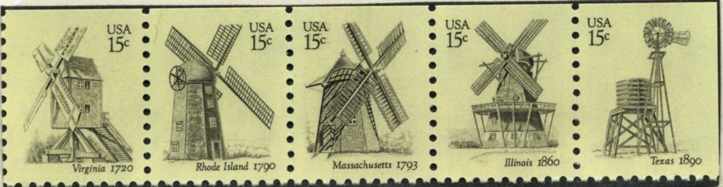 Scott 1738 to 1742 15 Cent Stamps Windmills