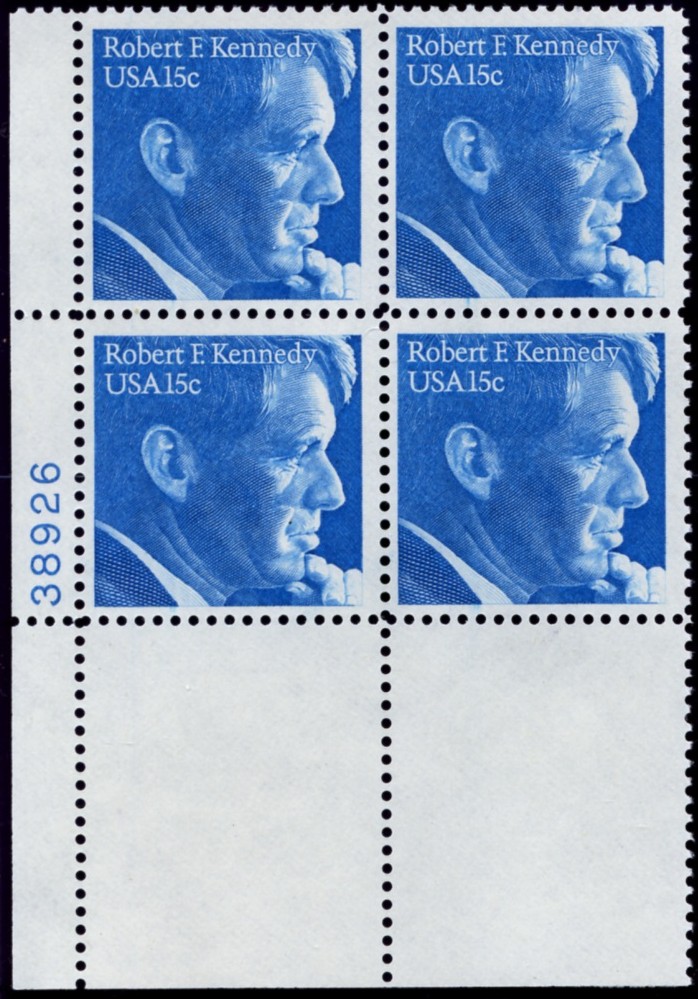 Scott 1770 15 Cent Stamp Robert F Kennedy Plate Block