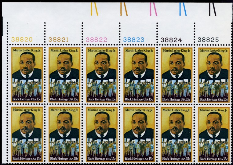Scott 1771 15 Cent Stamp Martin Luther King Jr Plate Block