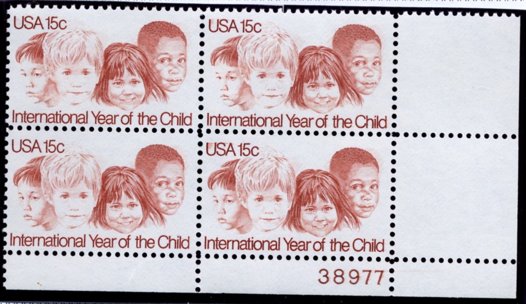 Scott 1772 15 Cent Stamp International Year of the Child Plate Block