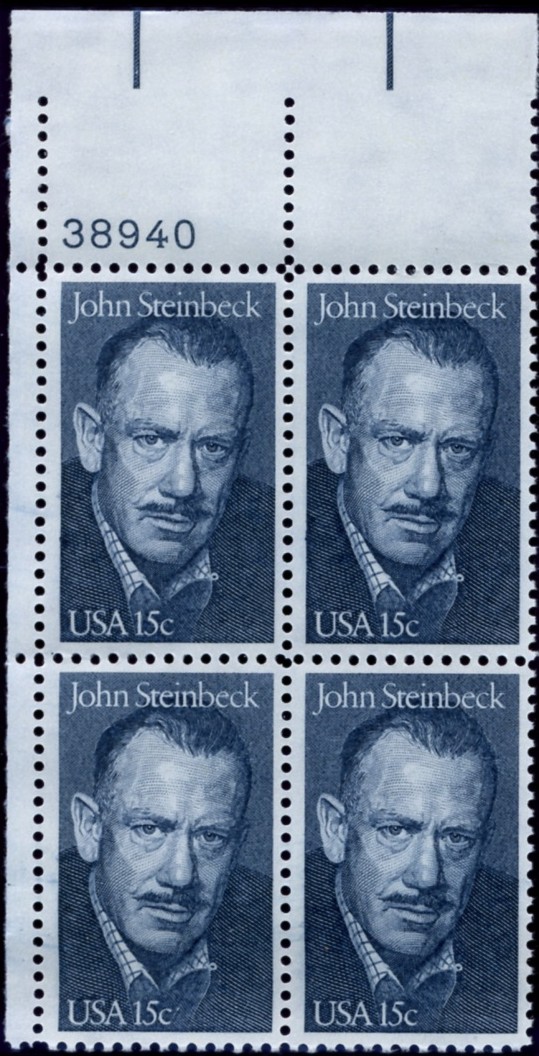 Scott 1773 15 Cent Stamp John Steinbeck Plate Block